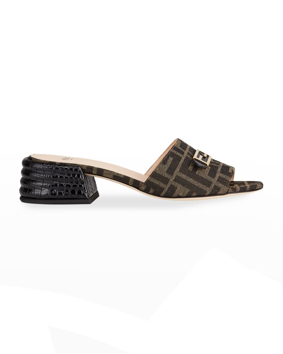 fendi ff flat slide mules