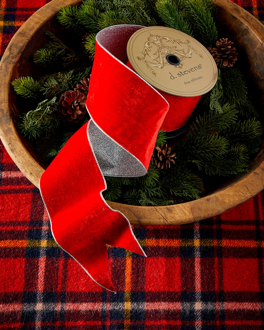D Stevens Tartan Twist Wide Wired Luxury Christmas Ribbon