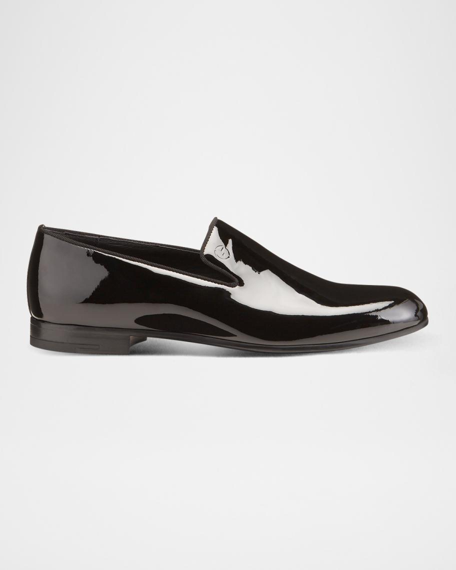 Giorgio Armani Black Glossy Textured Leather Loafers Men’s 6.5 Italy Designer Giorgio armani black loafers - Gem main image 3