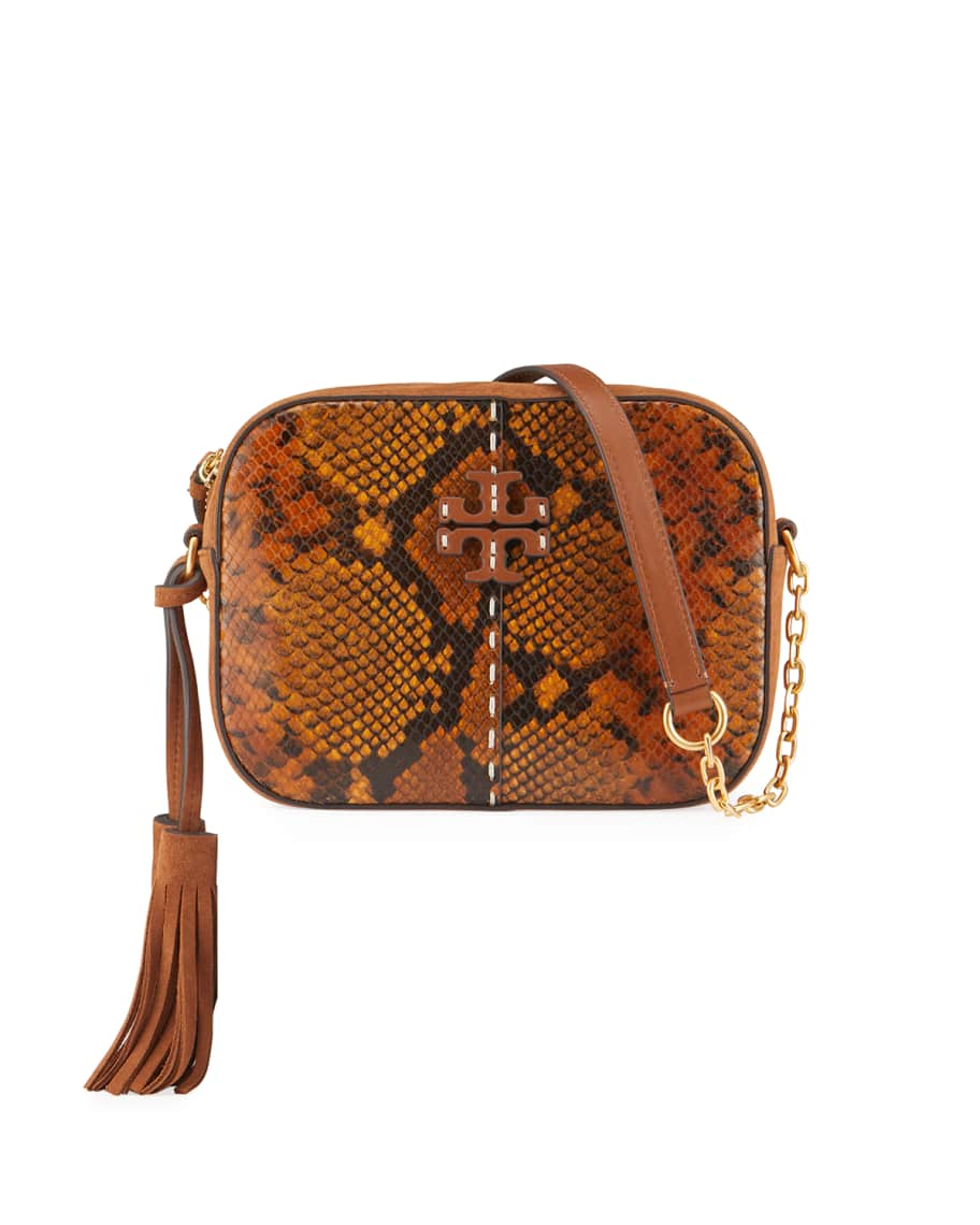 Small McGraw Snake Embossed Bucket Bag: Women's Designer Crossbody Bags