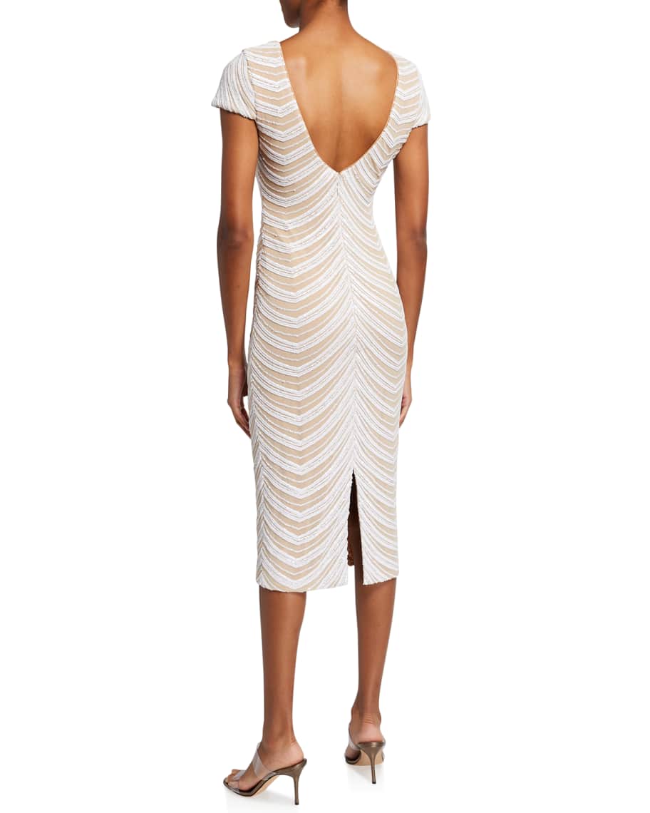 Marcella Beaded Wave Stripe Sheath Dress