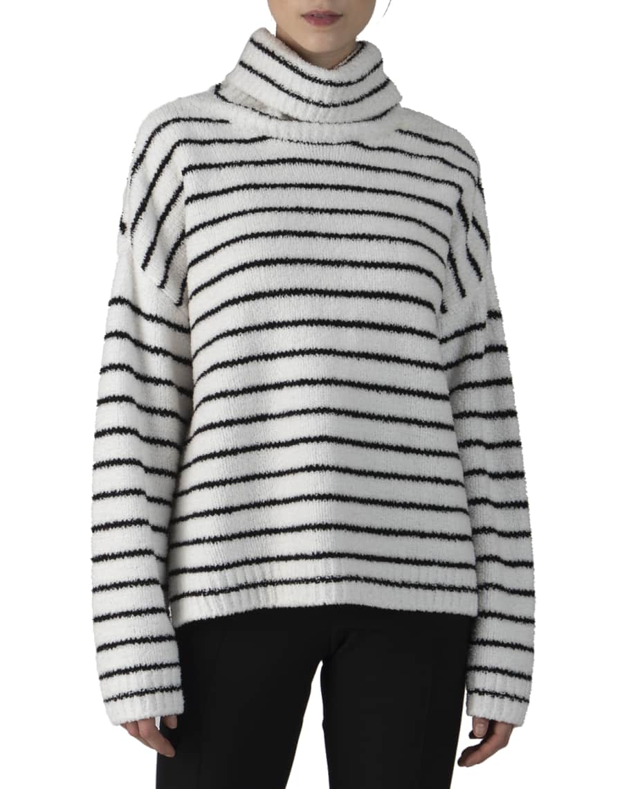 ATM Anthony Thomas Melillo Chenille Striped Funnel Neck Sweater ...