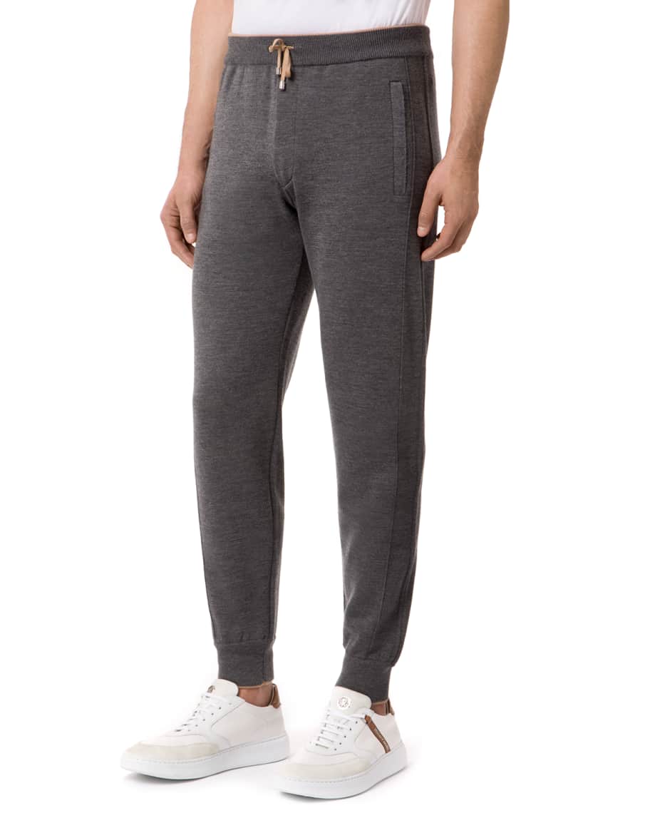 Stefano Ricci Men's Knit Wool-Cashmere Jogger Pants | Neiman Marcus