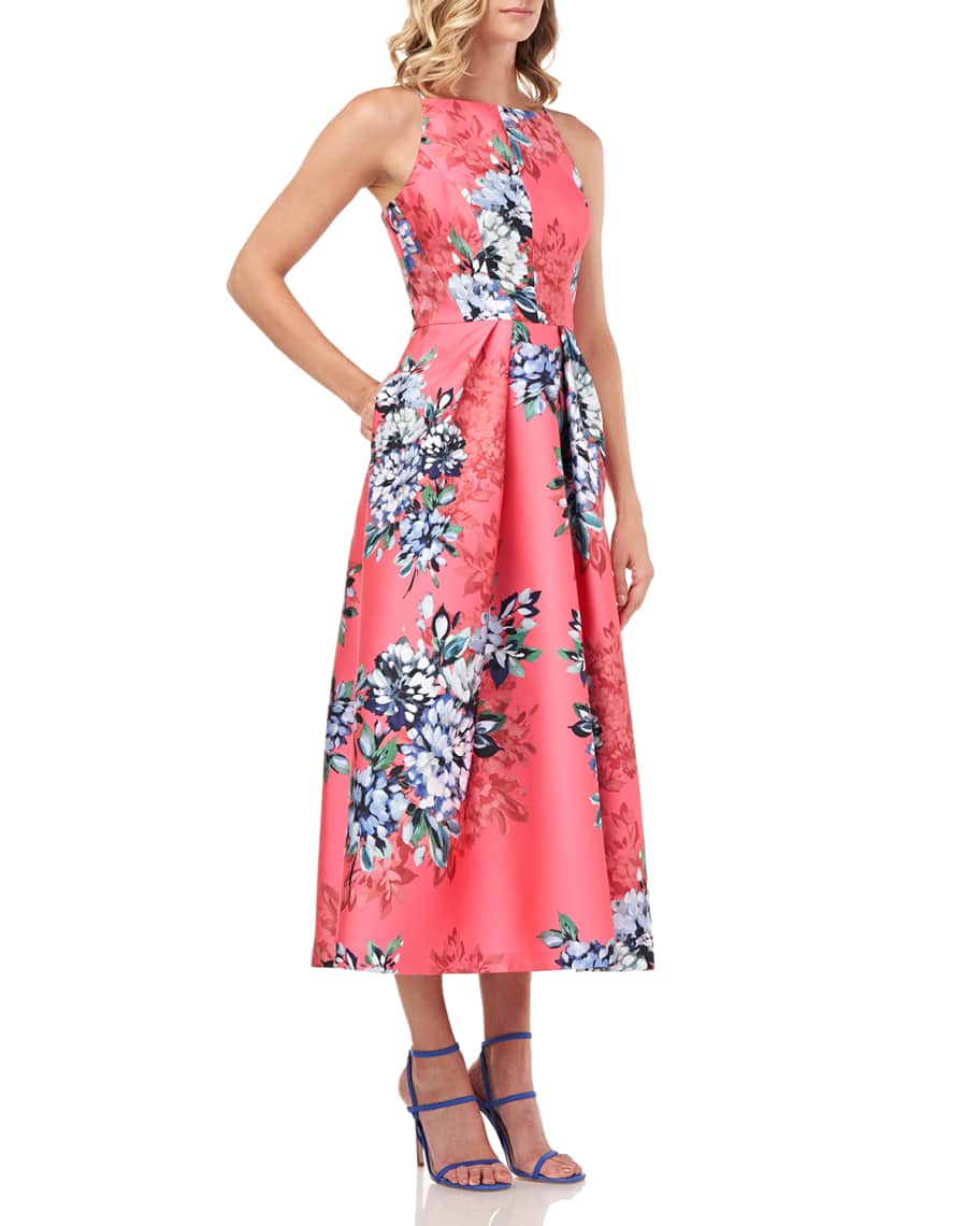 Kay Unger New York Madeline Floral Mikado Halter Dress | Neiman Marcus