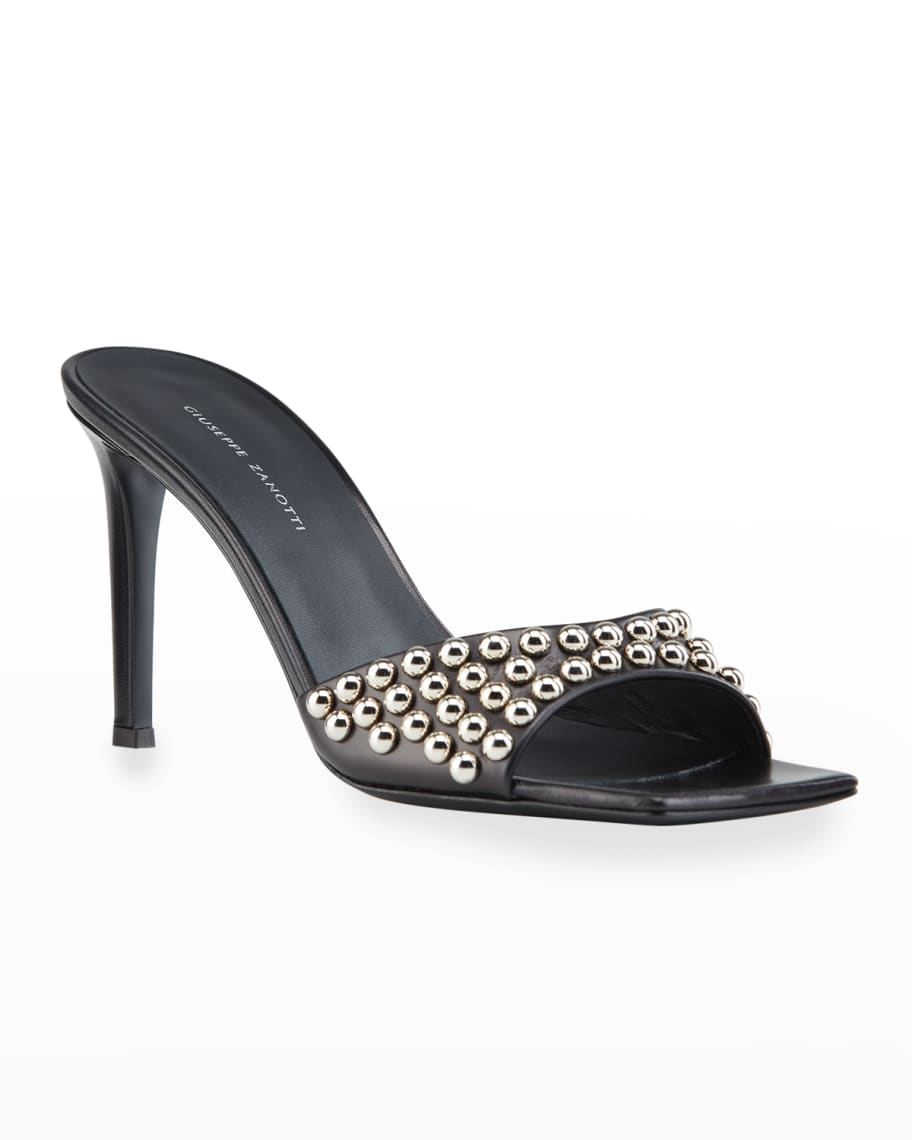 Giuseppe Zanotti Studded Leather Slide Sandals | Neiman Marcus