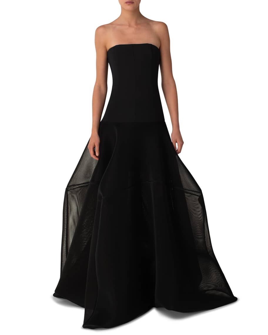 Akris Structured Mesh Strapless Long Gown | Neiman Marcus