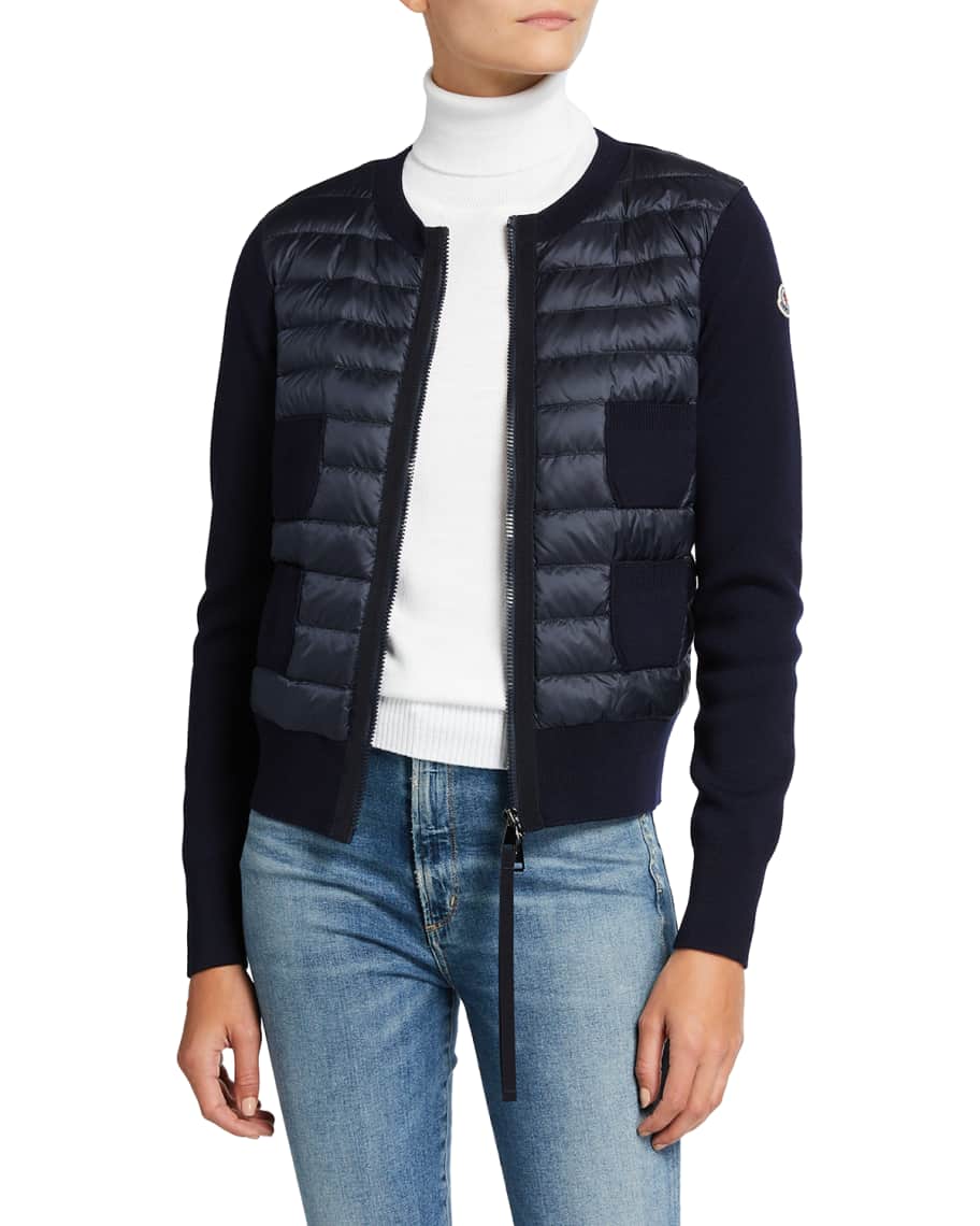 Moncler knit & on sale down combo cardigan
