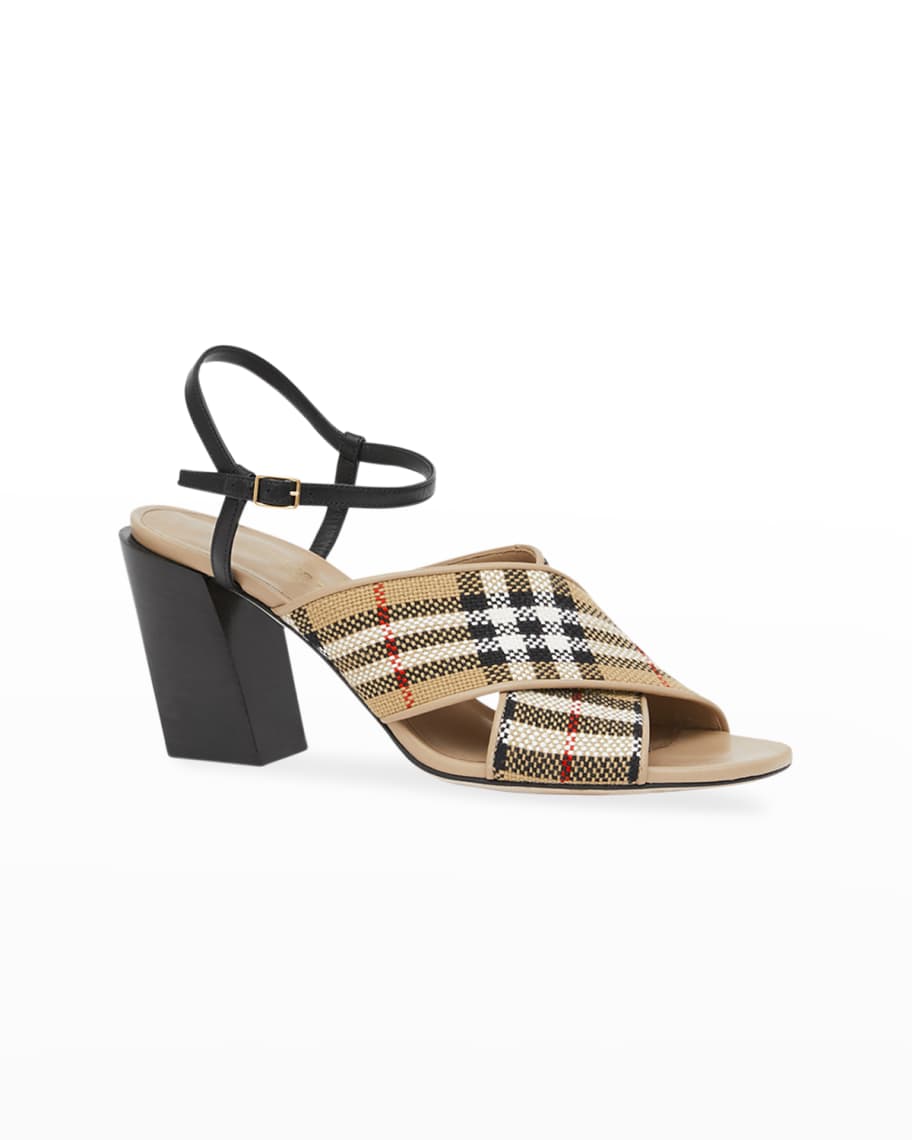 Burberry Baslow Crisscross Check Sandals Neiman Marcus