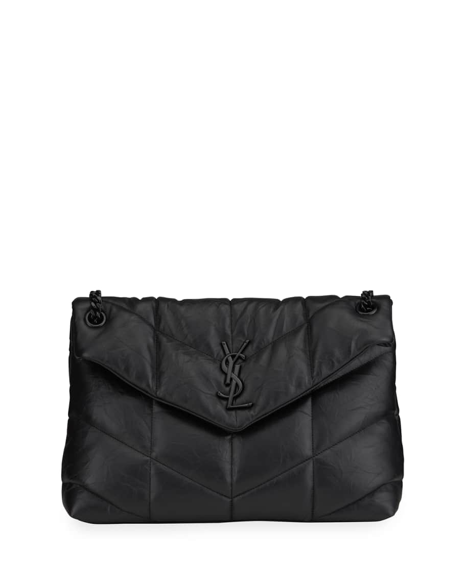 Loulou puffer medium bag in quilted wrinkly matte leather store
