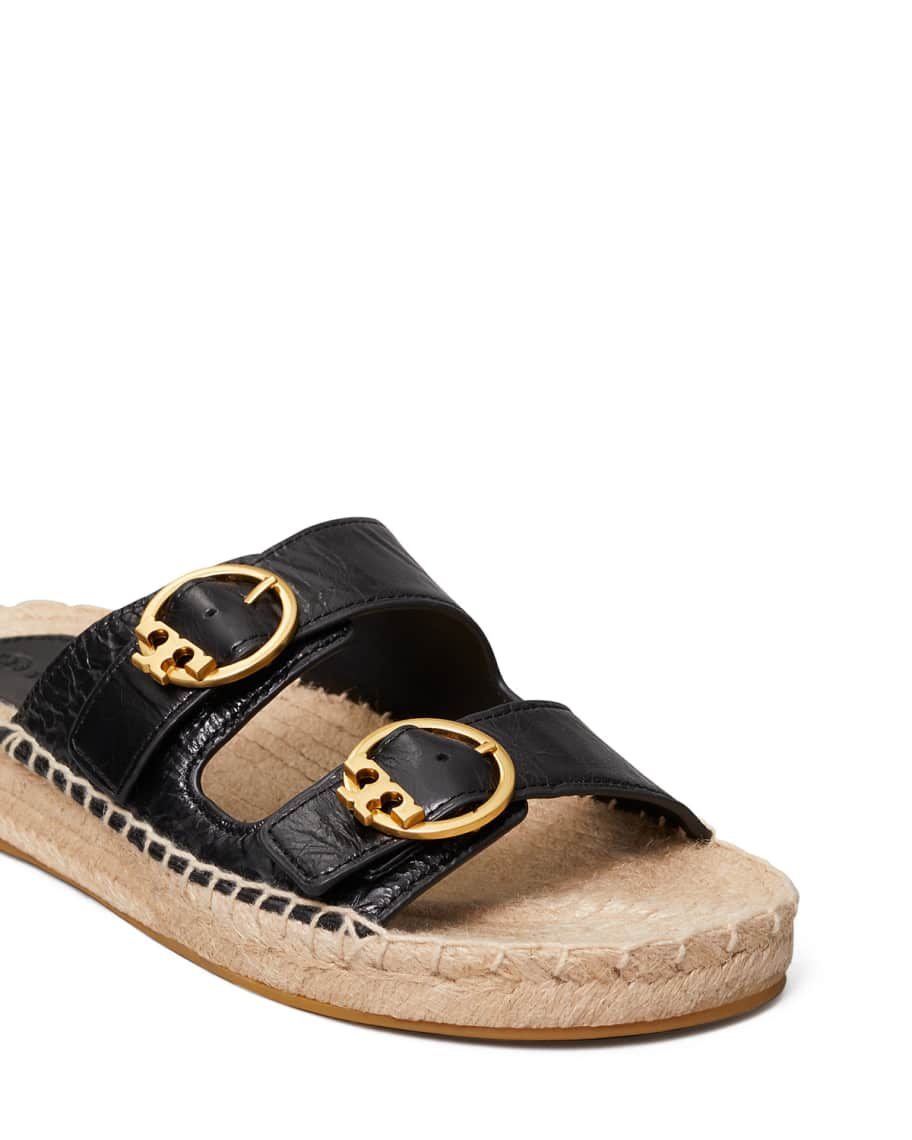 Tory Burch Selby Double-Buckle Espadrille Flat Sandals | Neiman Marcus