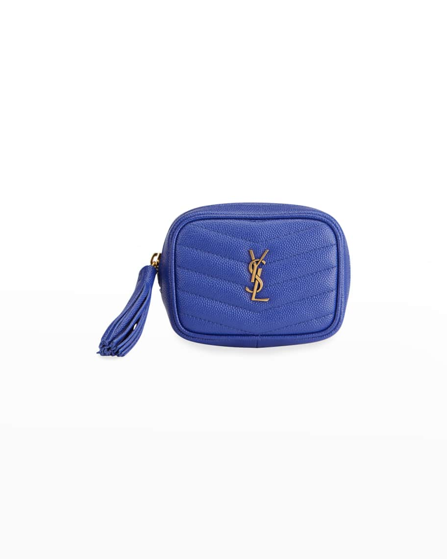 Monogram Ysl Grain De Poudre Key Pouch On Chain In Black