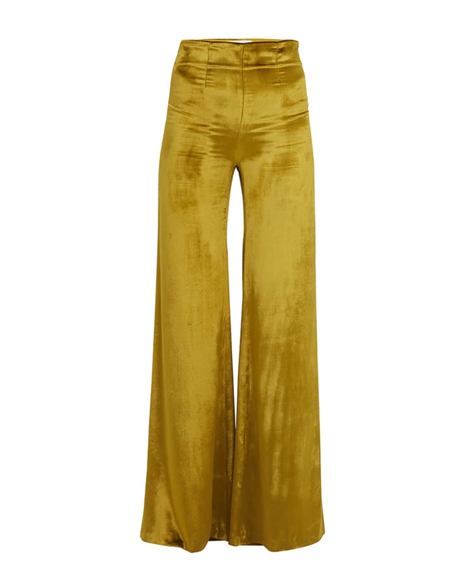 Image 2 of 5: Velvet Flare Trousers
