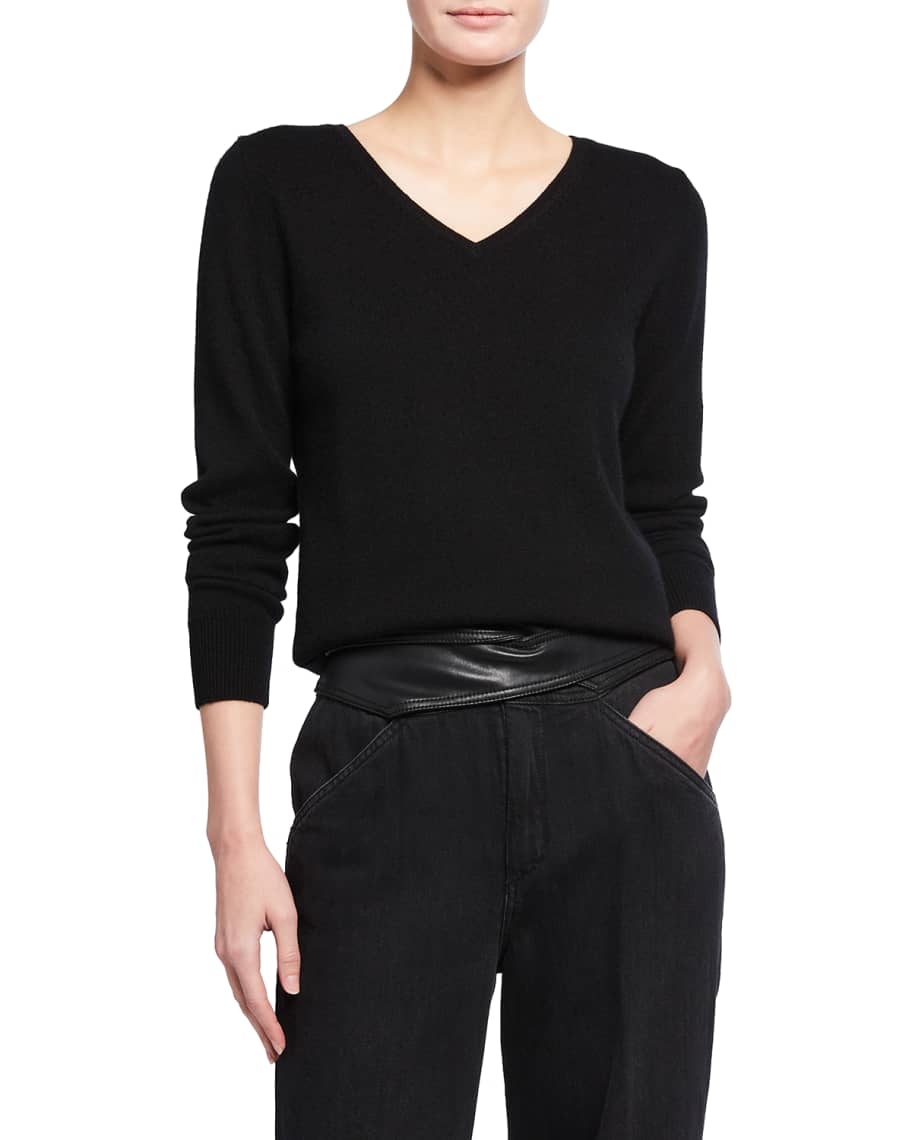 Neiman Marcus Cashmere Collection Relaxed V-Neck Cashmere Sweater ...