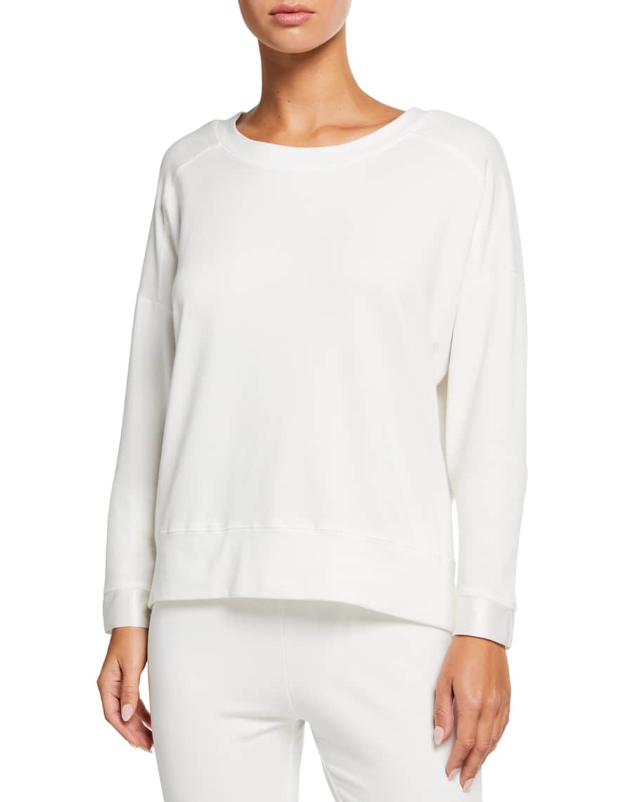 PJ Harlow Izzy French Terry Sweatshirt w/ Satin Cuffs Neiman Marcus