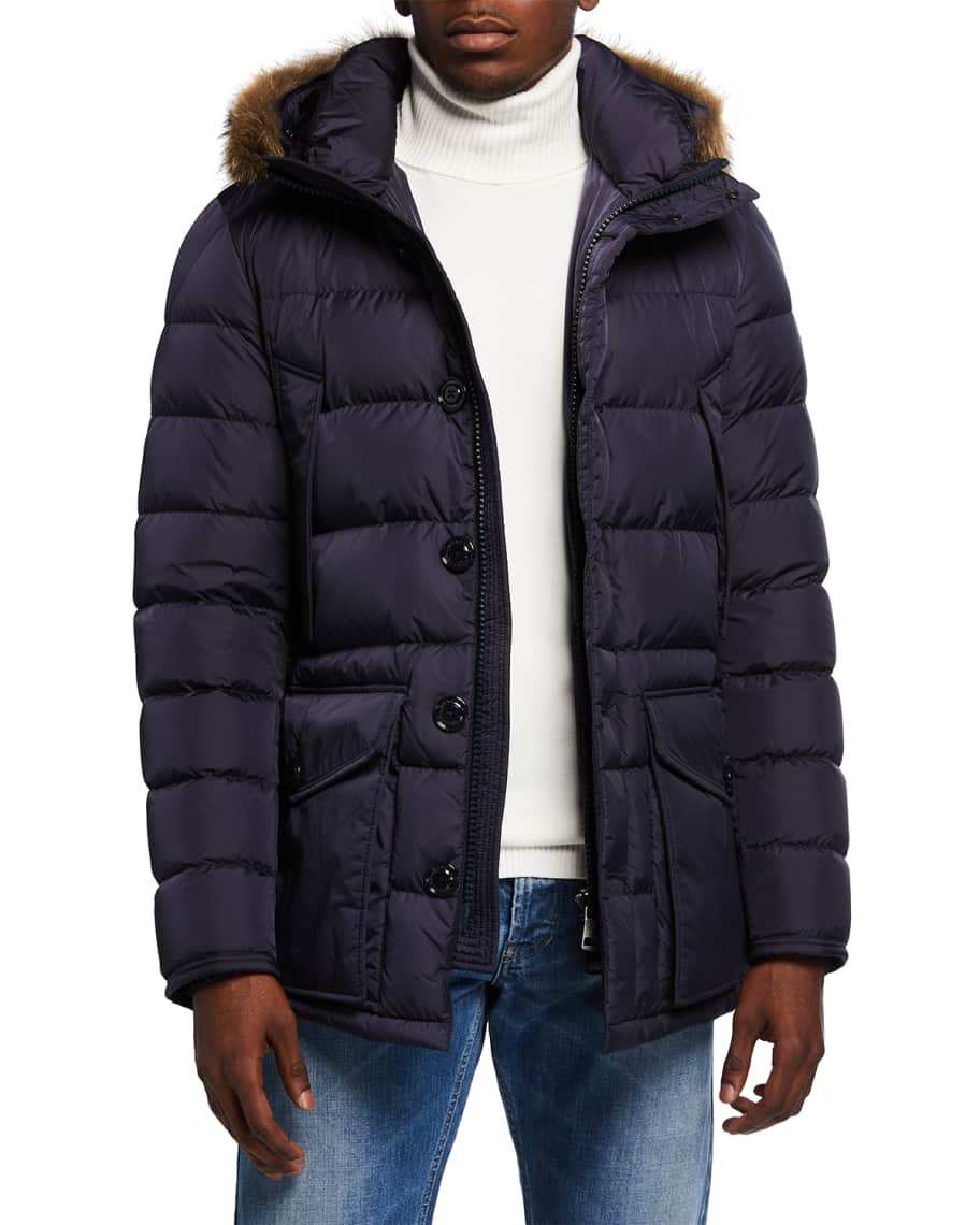 fur trim hooded puffer coat