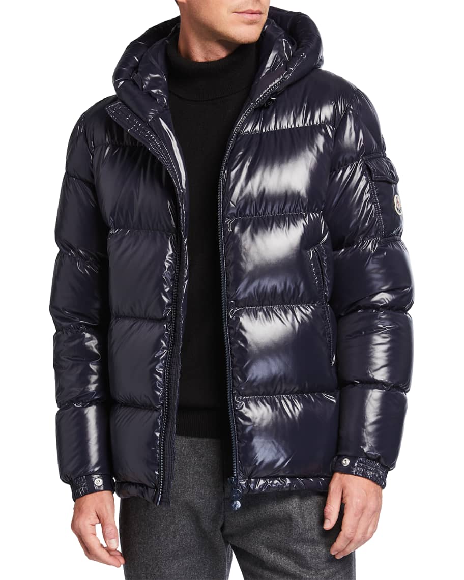 Moncler Besbre Leather-Trim Puffer Jacket - Black