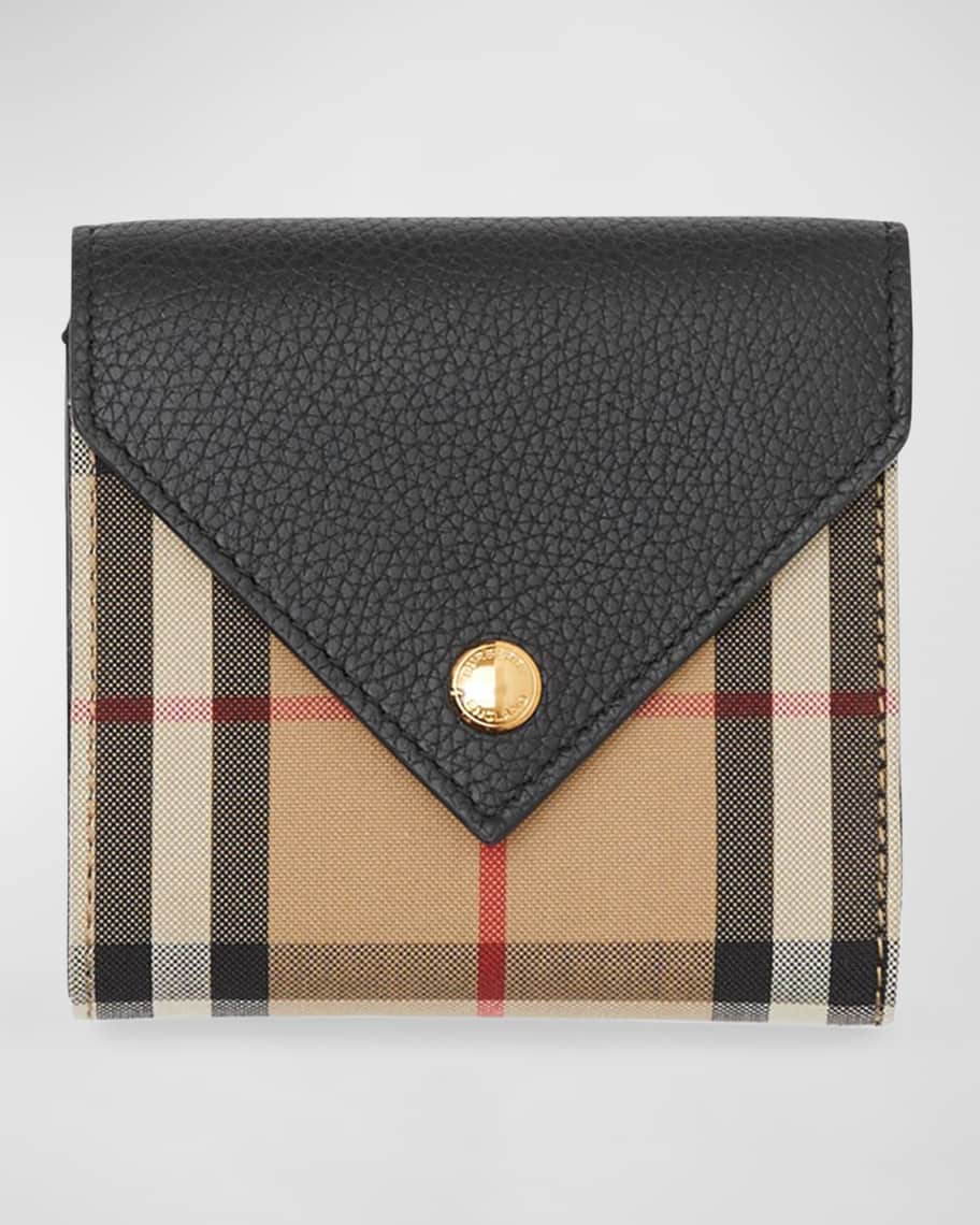 Check and Leather Continental Wallet in Dark Birch Brown - Women |  Burberry® Official