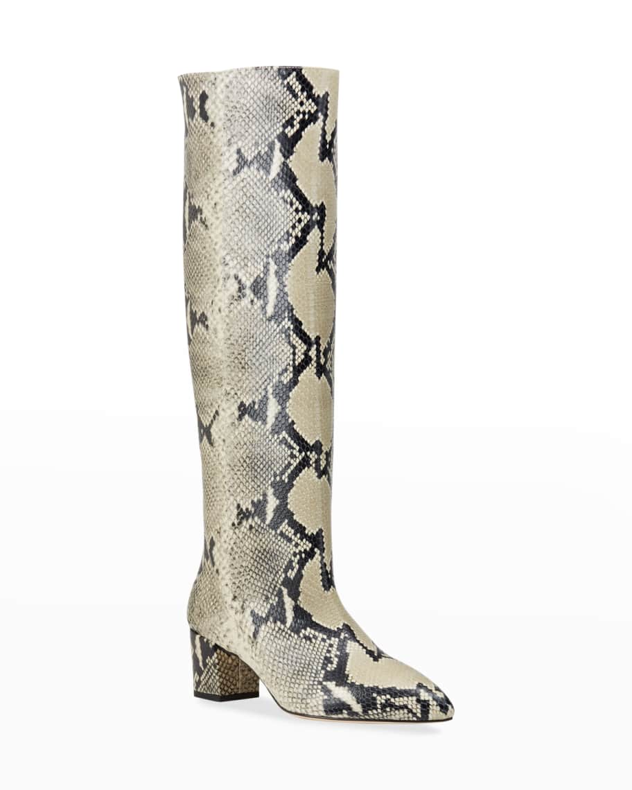 Paris Texas 50mm Python-Print Tall Boots | Neiman Marcus