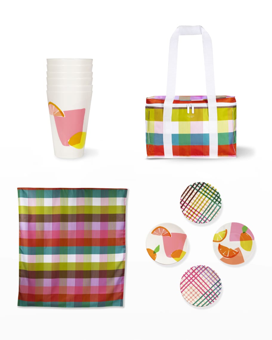 kate spade new york rainbow plaid/citrus celebration picnic set