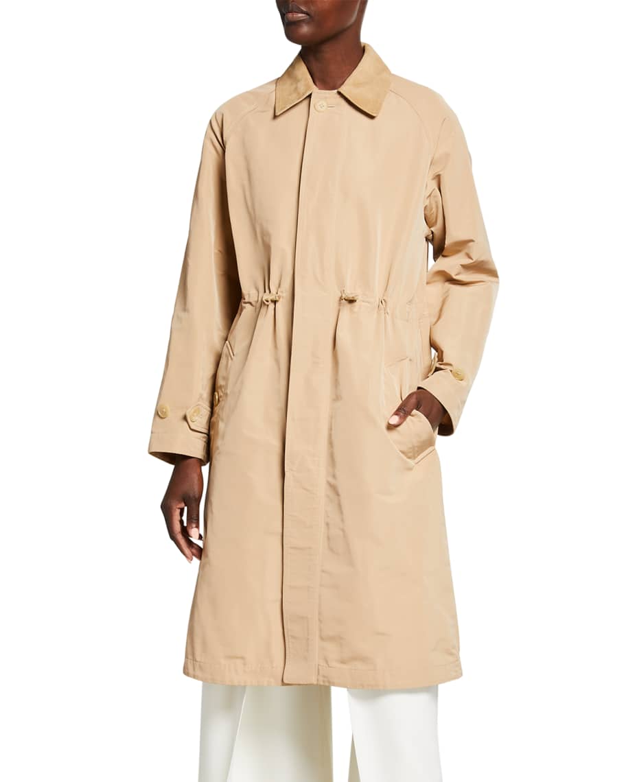 Ralph Lauren Collection Brecklin Suede-Trim Balmacaan Coat | Neiman Marcus