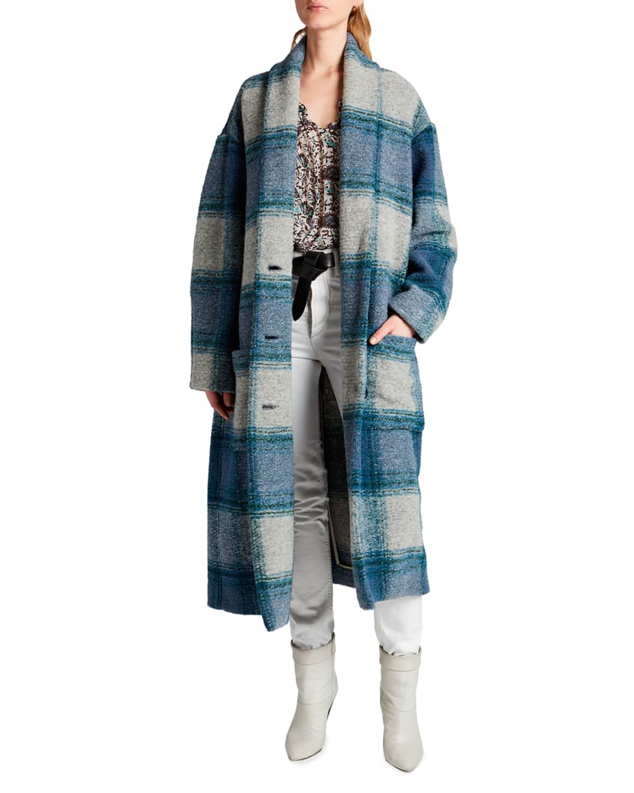 Etoile Isabel Marant Elayo Plaid Long Coat | Neiman Marcus