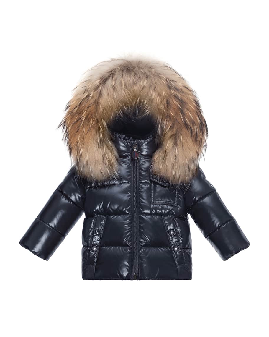 Moncler Fur-Trimmed Hooded Quilted Puffer Jacket, Size 12M-3 | Neiman ...