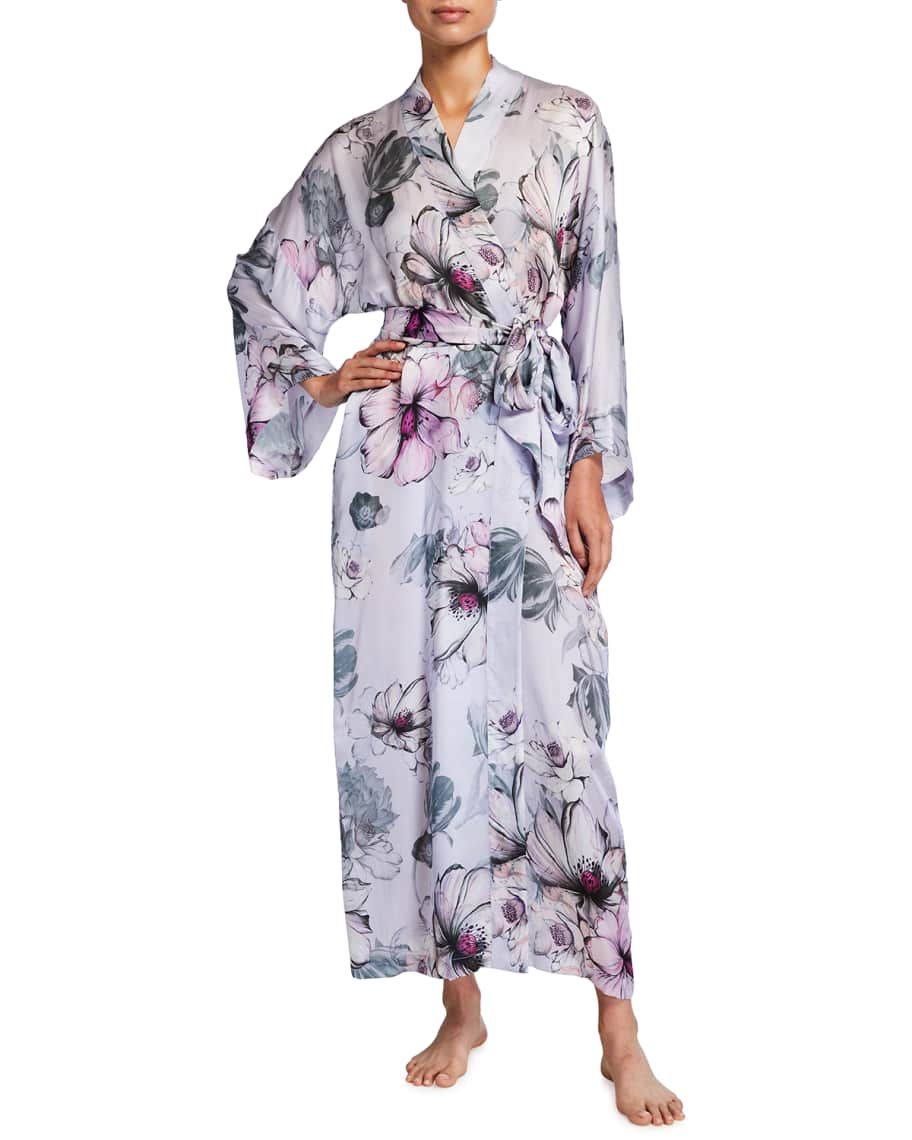 Christine Lingerie Steel Magnolias Long Silk Robe | Neiman Marcus
