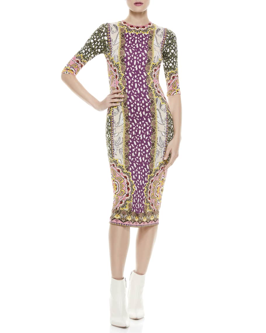 Alice Olivia Delora Fitted Midi Dress Neiman Marcus