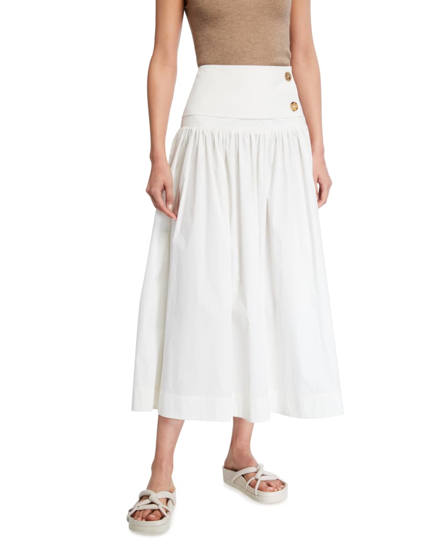 Co Midi Skirt With Wrap Button Waist | Neiman Marcus