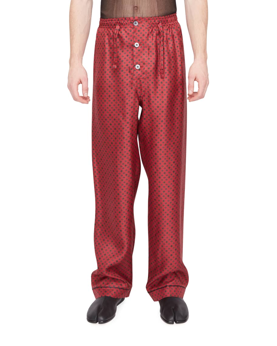 Maison Margiela Men's Printed Silk Button-Front Pajama Pants