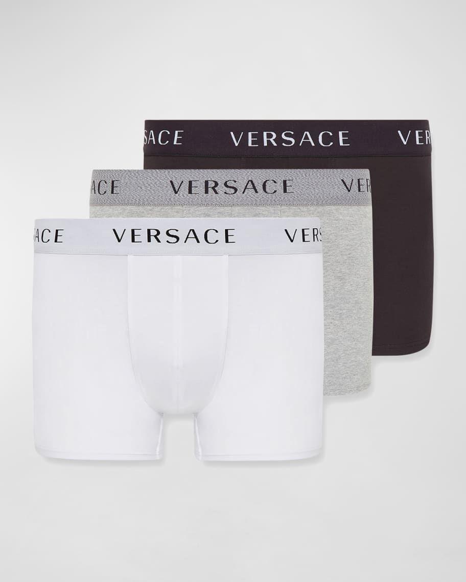Versace Men's 3-Pack Solid Logo Boxer Briefs | Neiman Marcus