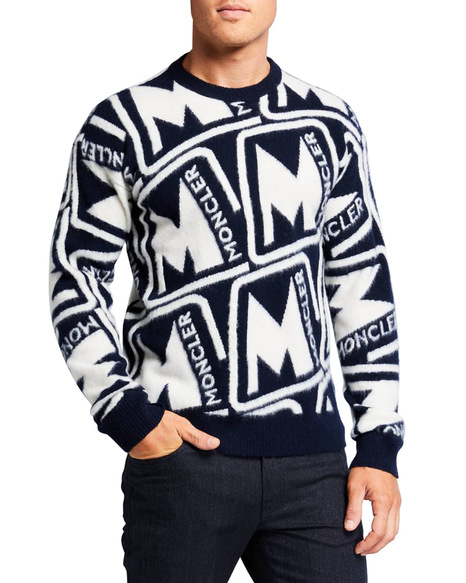 Moncler Wool-Blend Monogram Jacquard Sweater