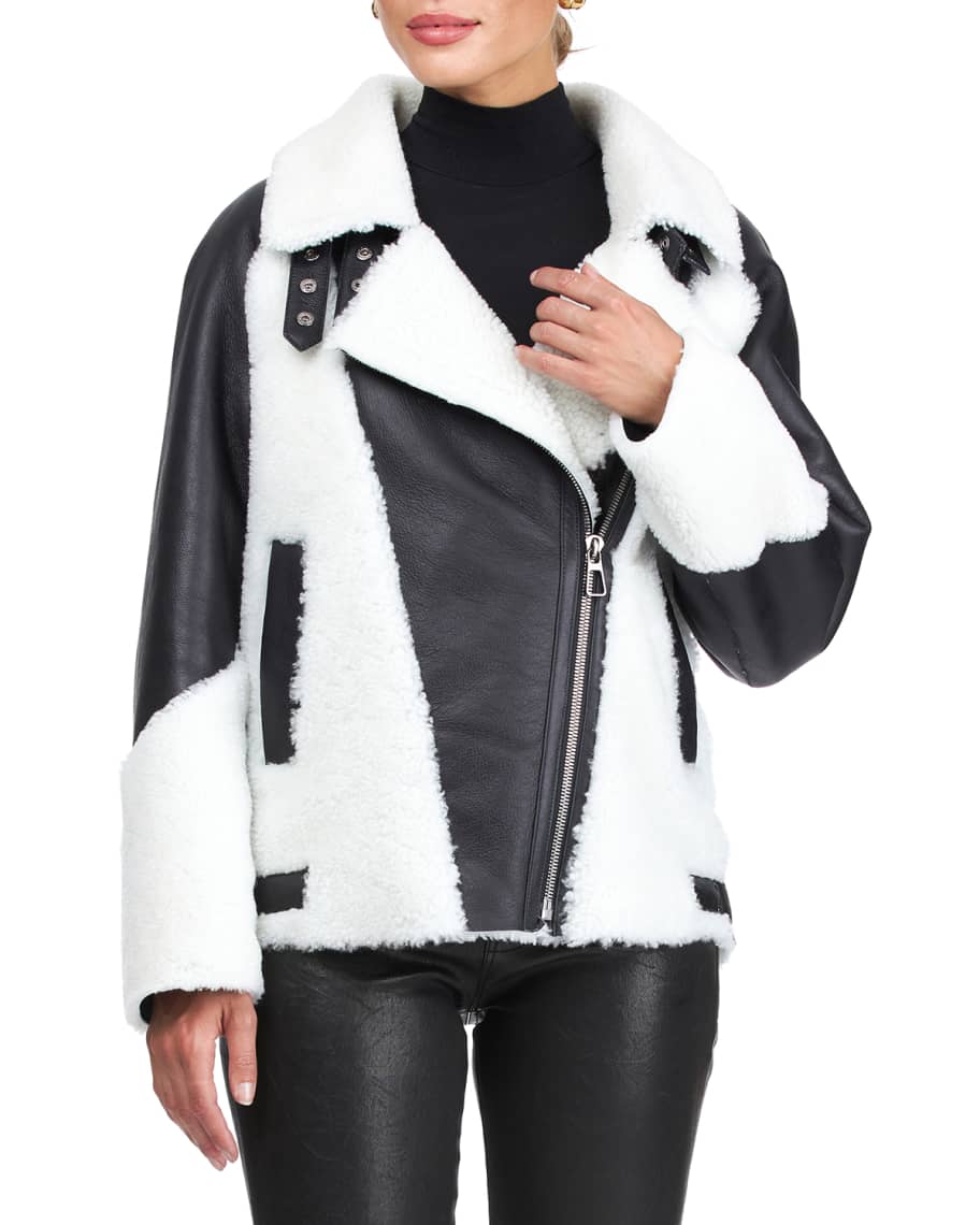 Gorski Shearling Lamb Zip Moto Jacket | Neiman Marcus