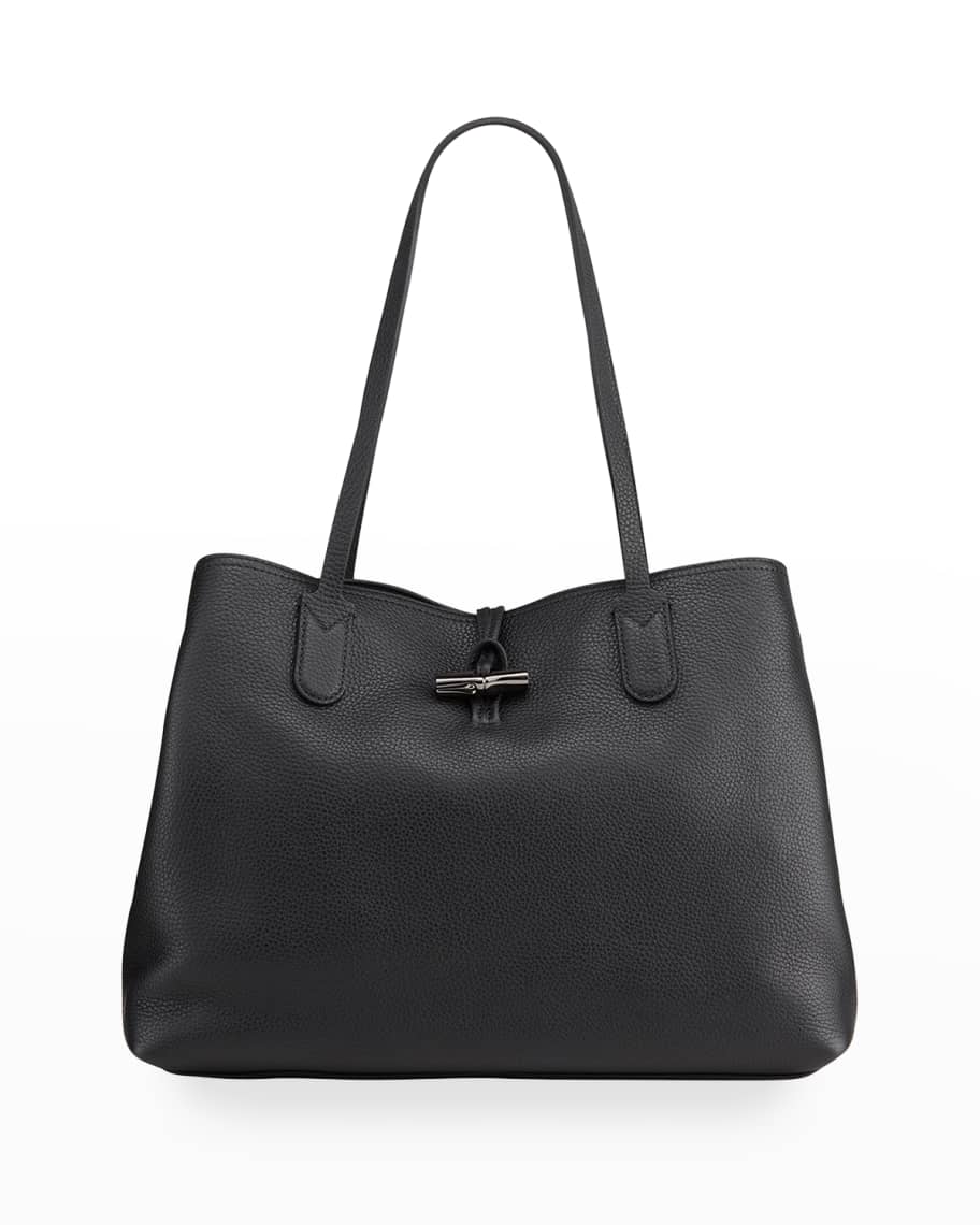 Longchamp Small Leather-Trimmed Roseau Bucket Bag