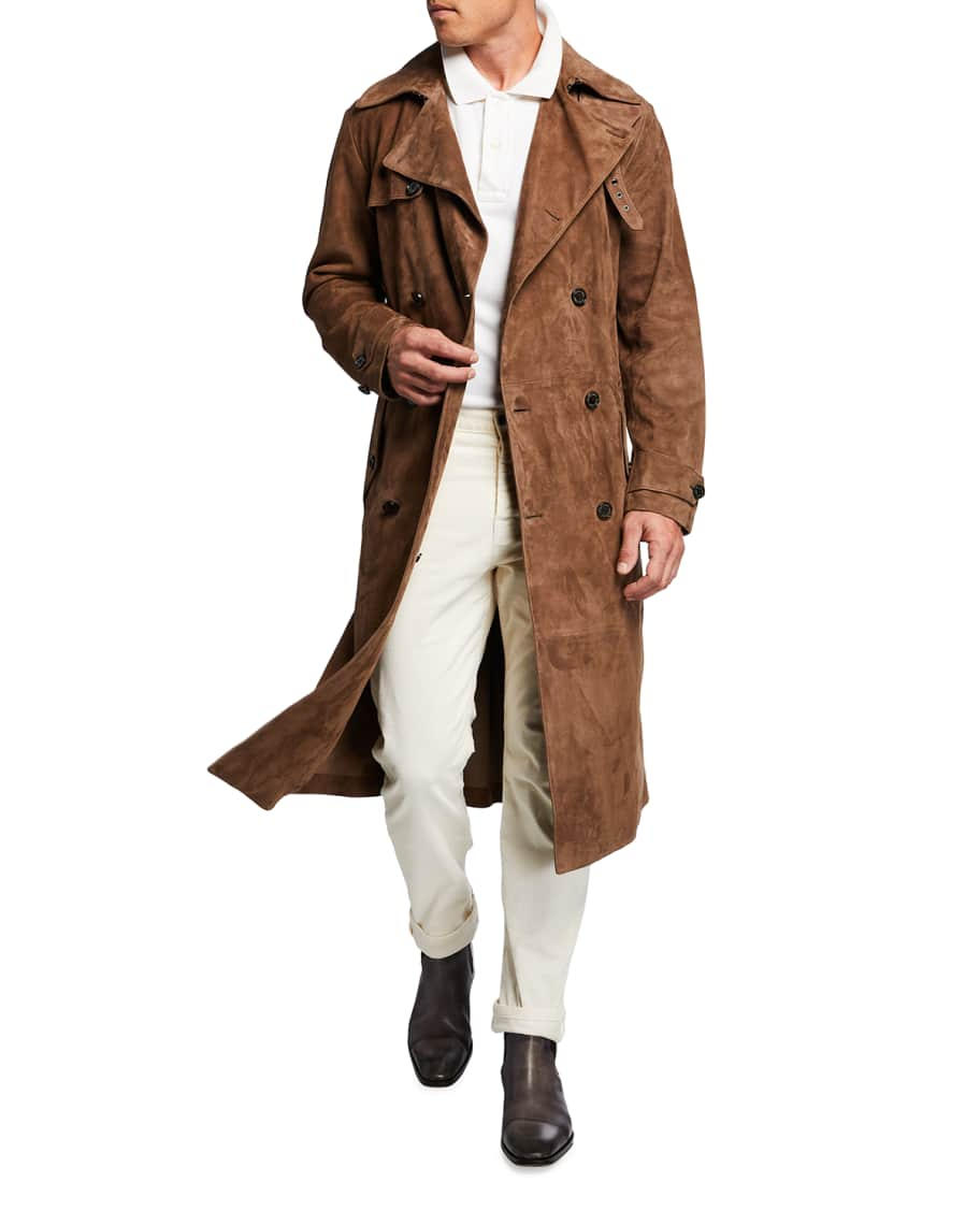 Ralph Lauren Purple Label Men's Gurney Suede Trench Coat | Neiman Marcus