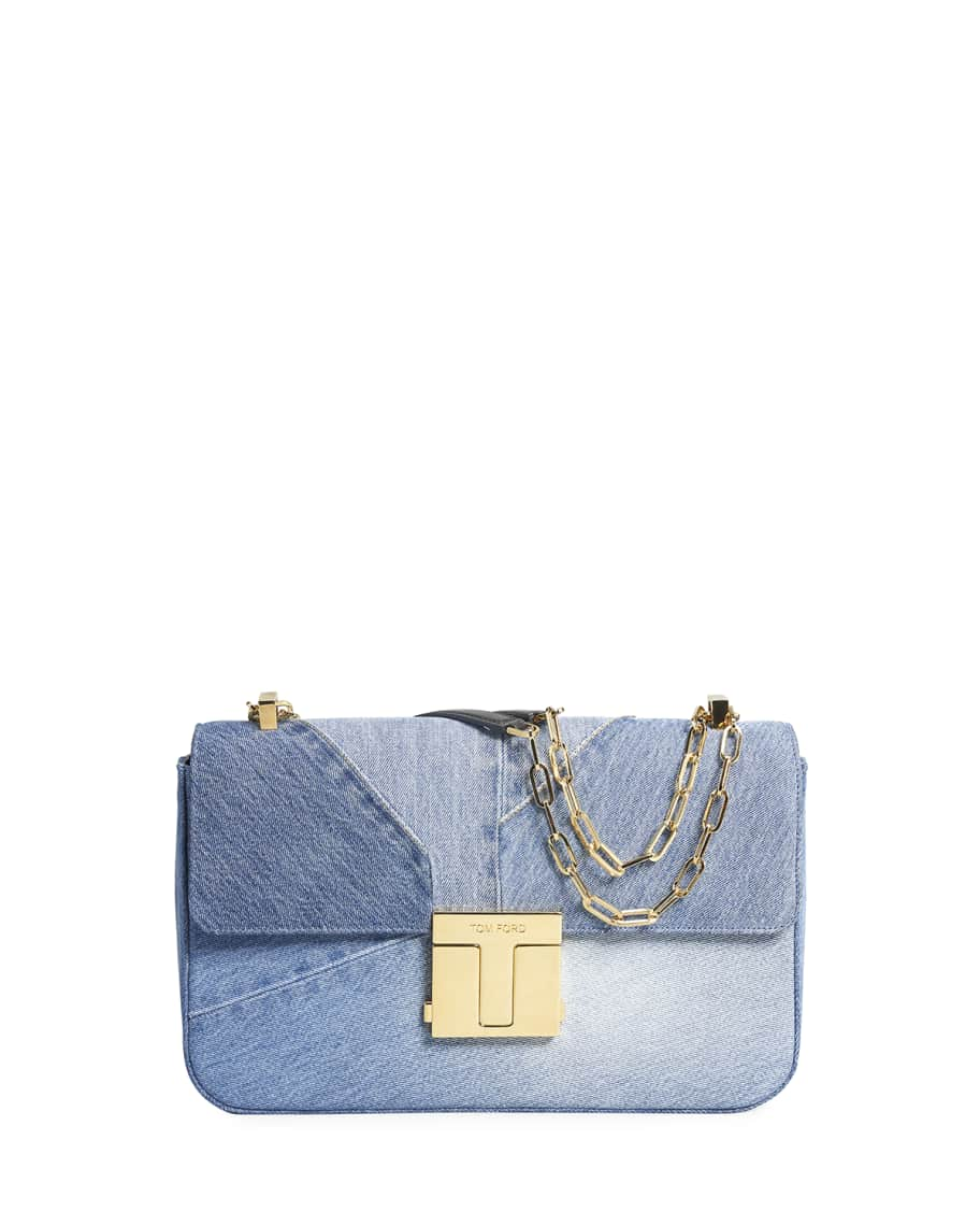 TOM FORD Denim T-Clasp Shoulder Bag | Neiman Marcus