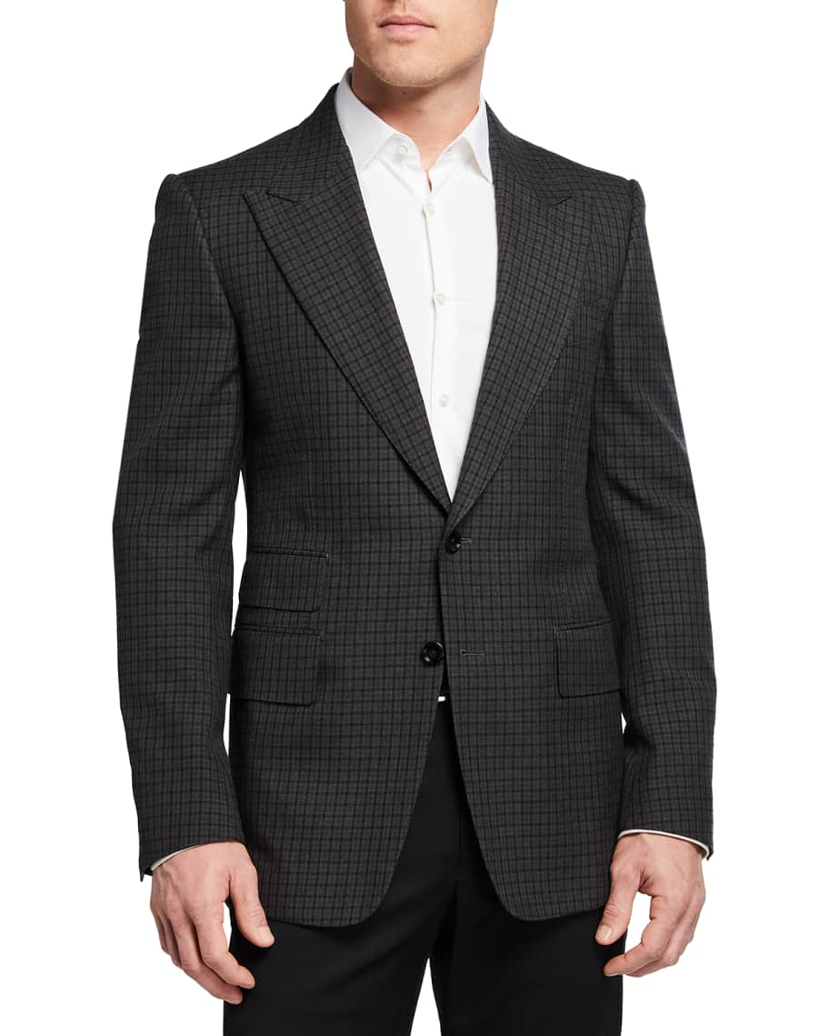 TOM FORD Men's Shelton Check Peak-Lapel Sport Jacket | Neiman Marcus