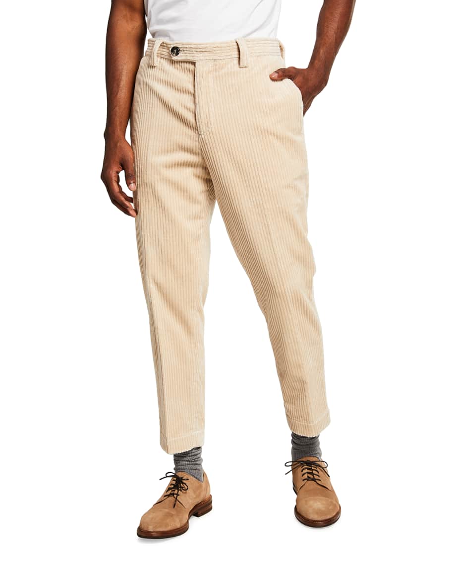 Brunello Cucinelli Men's Cropped Corduroy Pants w/ Large Back Pocket ...