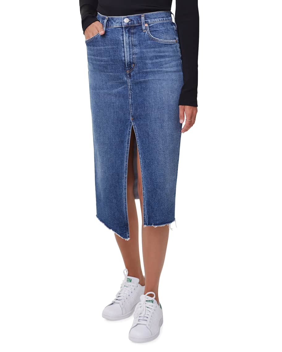 Citizens Of Humanity Aubrey Front Slit Denim Maxi Skirt Neiman Marcus