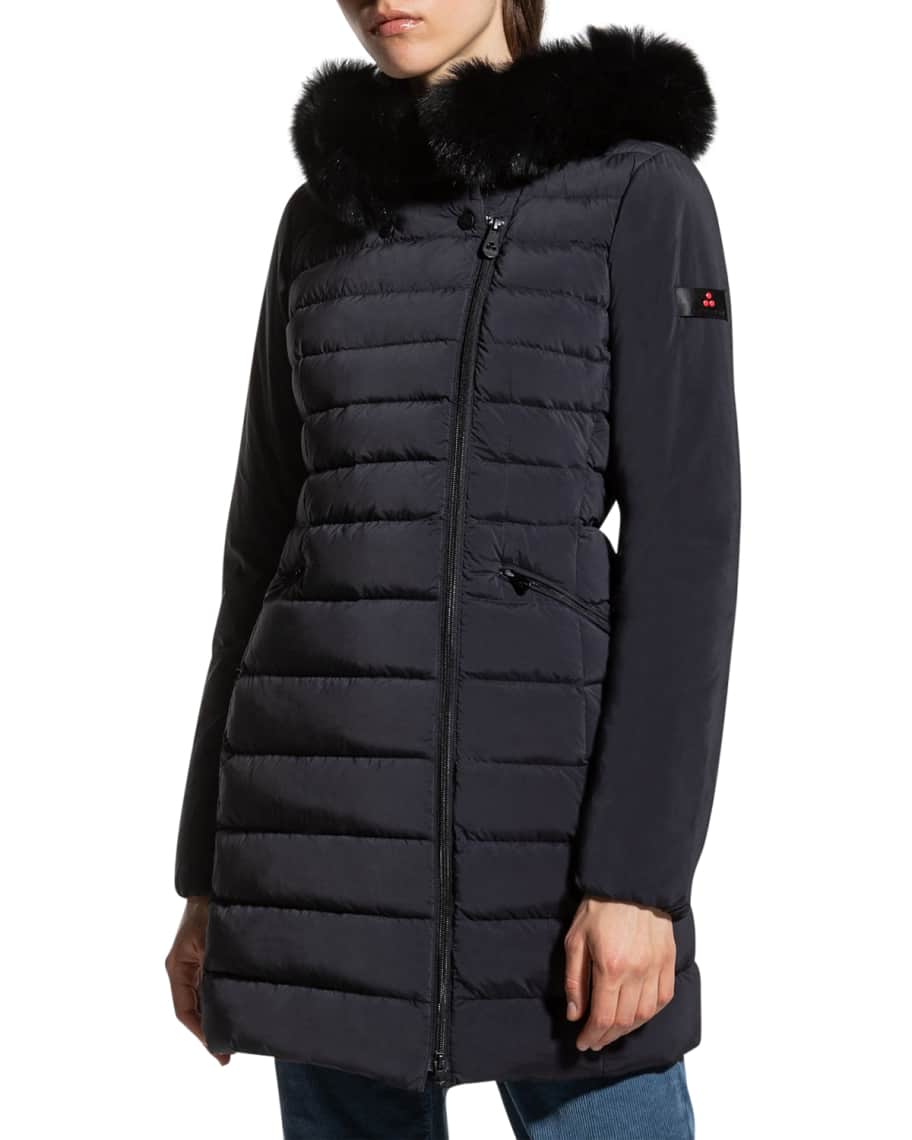 Peuterey Seriola Slim Down Puffer Jacket with Detachable Fur Trim ...