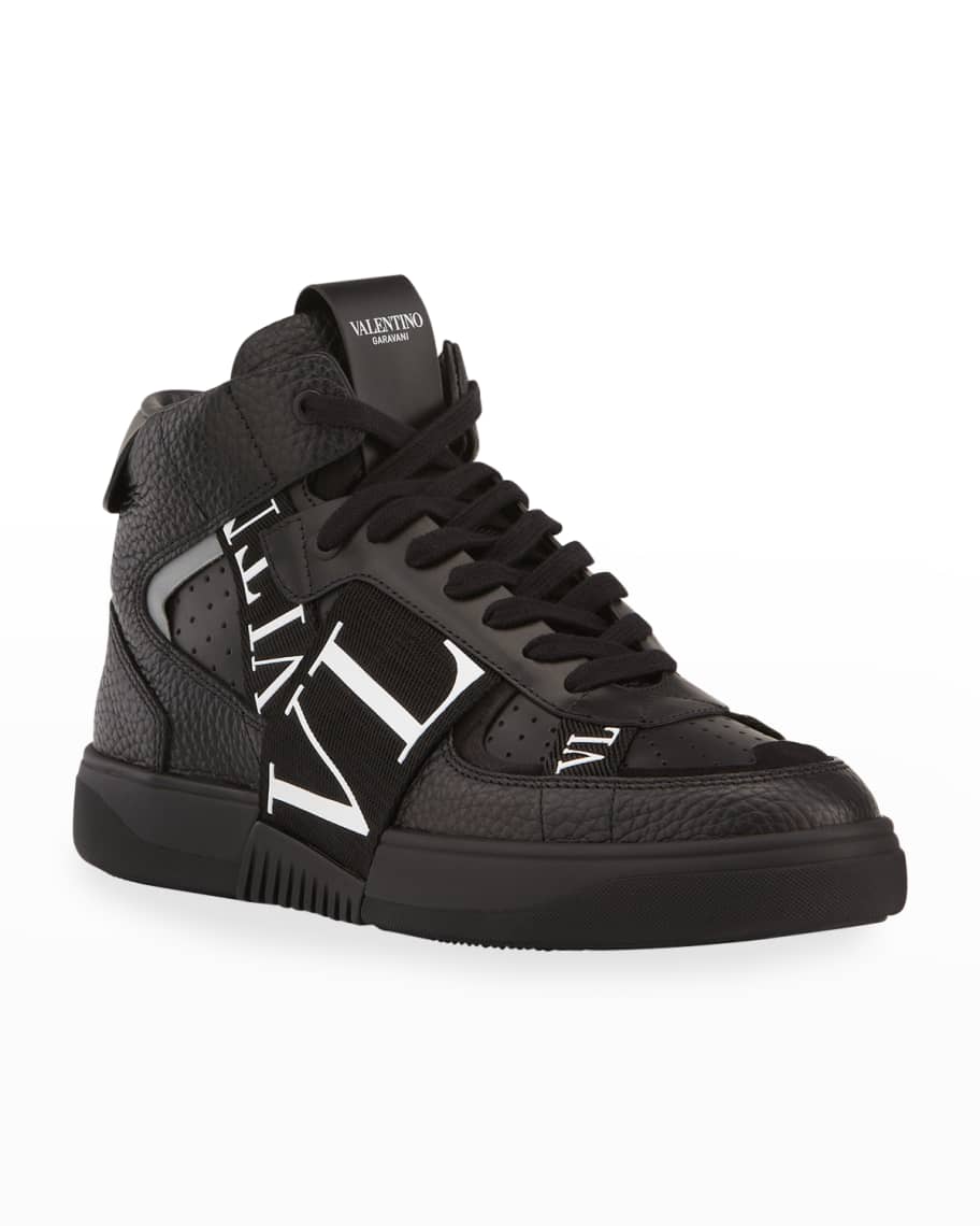 Valentino Garavani Men's VL7 Web Logo High-Top Sneakers | Neiman Marcus