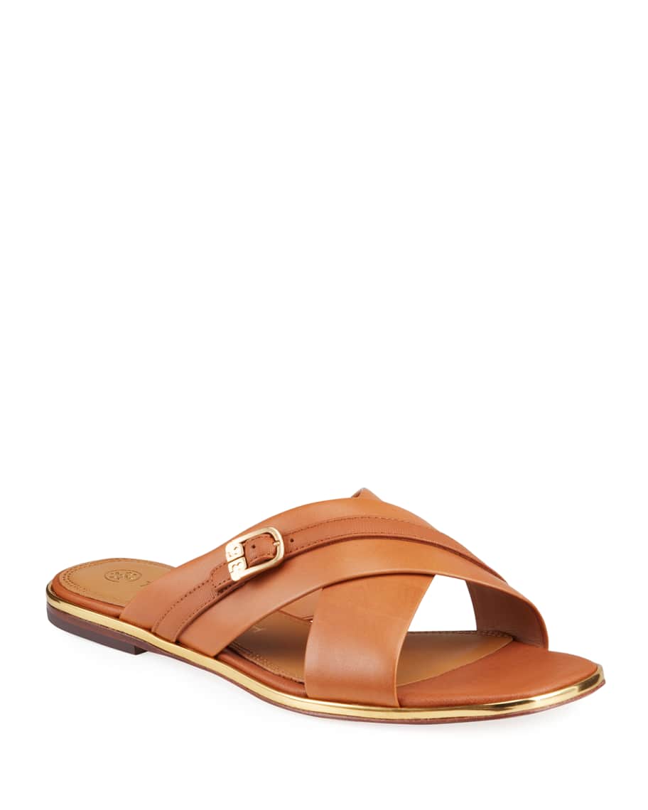 Tory Burch Delaney Crisscross Flat Slide Sandals Neiman Marcus