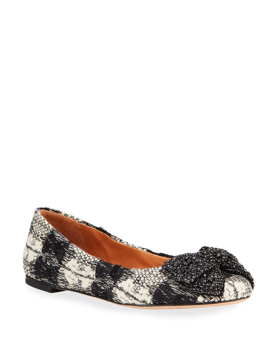 Tory burch crystal bow flat clearance