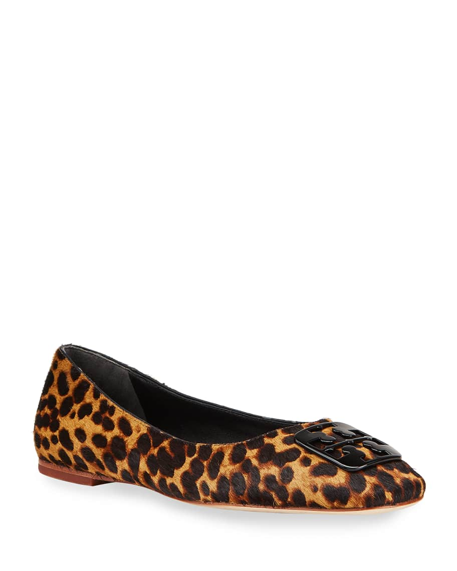 Tory Burch Georgia Leopard-Print Fur Ballerina Flats | Neiman Marcus