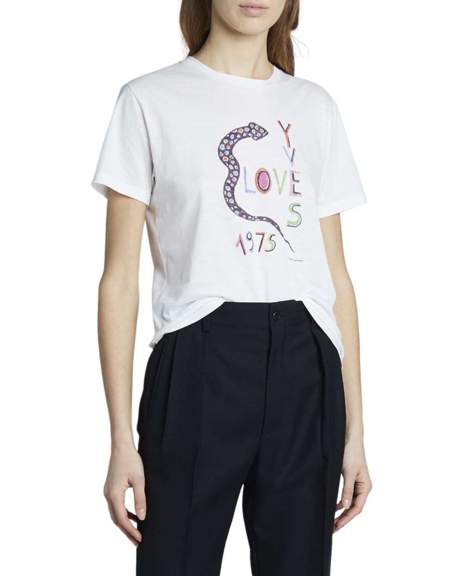 Saint Laurent Yves Love 1975 Snake Logo Graphic T Shirt Neiman