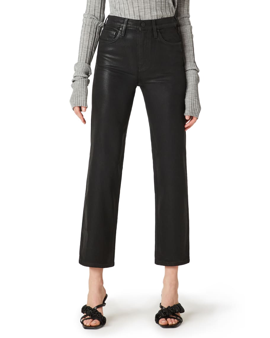 Hudson Remi High-Rise Straight Crop Coated Jeans | Neiman Marcus