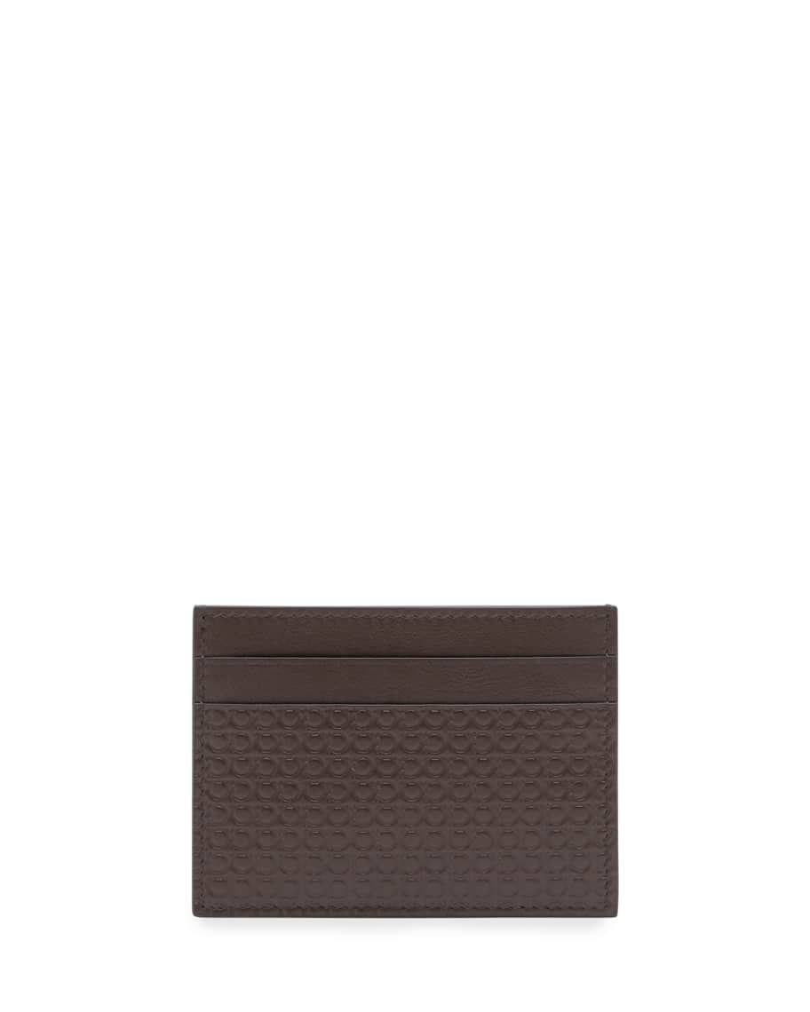 Salvatore Ferragamo Mini Gancio BROWN Leather Magnetic Money Clip Card  Case*$250