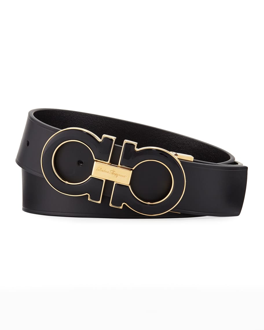 Ferragamo Men's Enamel Double Gancini Belt | Neiman Marcus