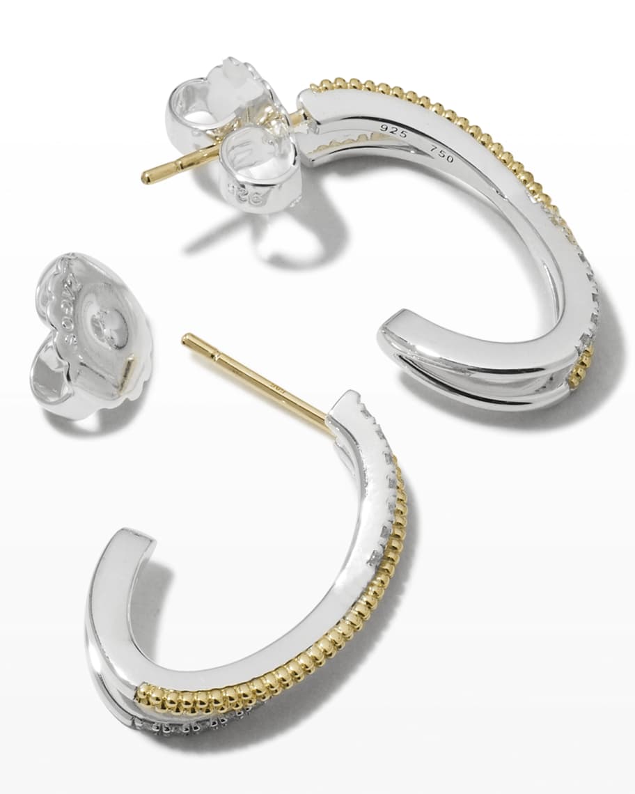 Image 3 of 5: Caviar Lux Two-Tone Large X Diamond Earrings