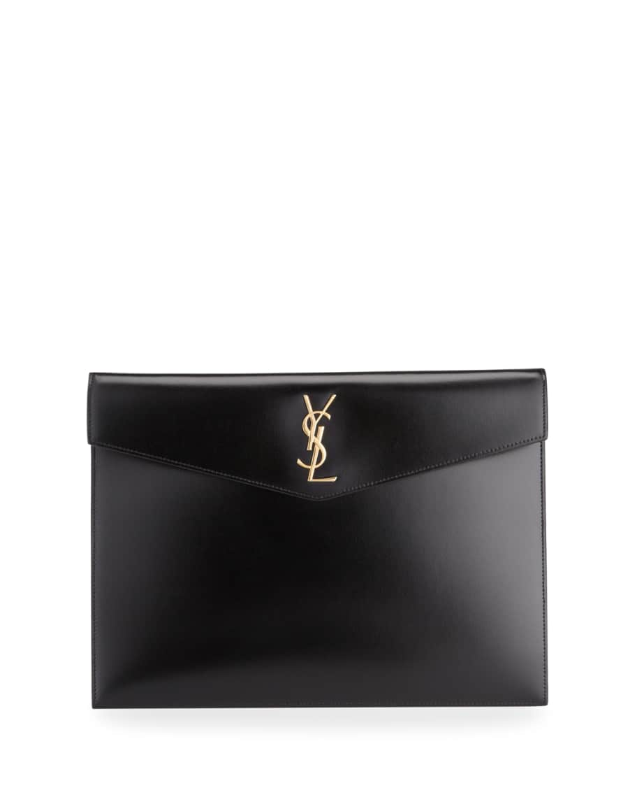 Saint Laurent Shiny Calfskin Small Uptown Tote Black